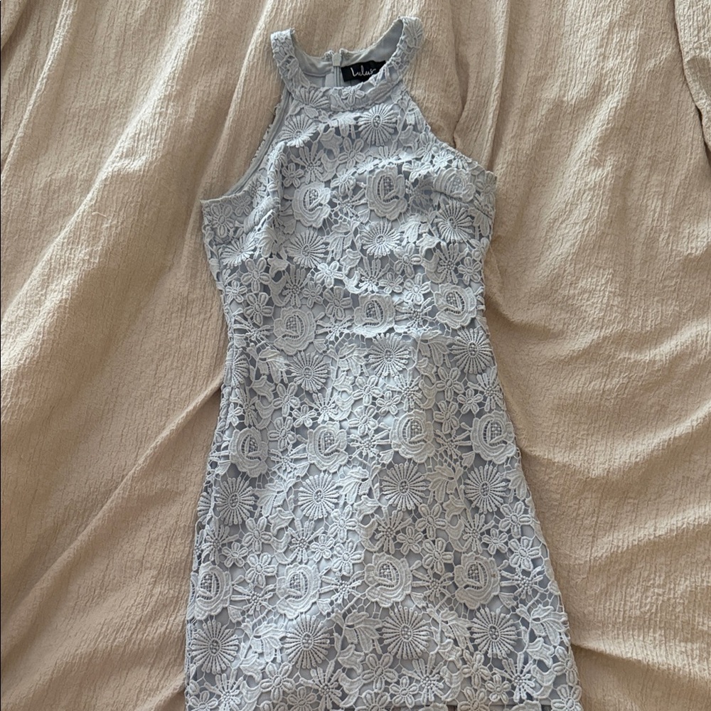 Lulu's Soft Baby Blue Dress Lace